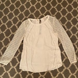 REBECCA TAYLOR white silk and lace blouse